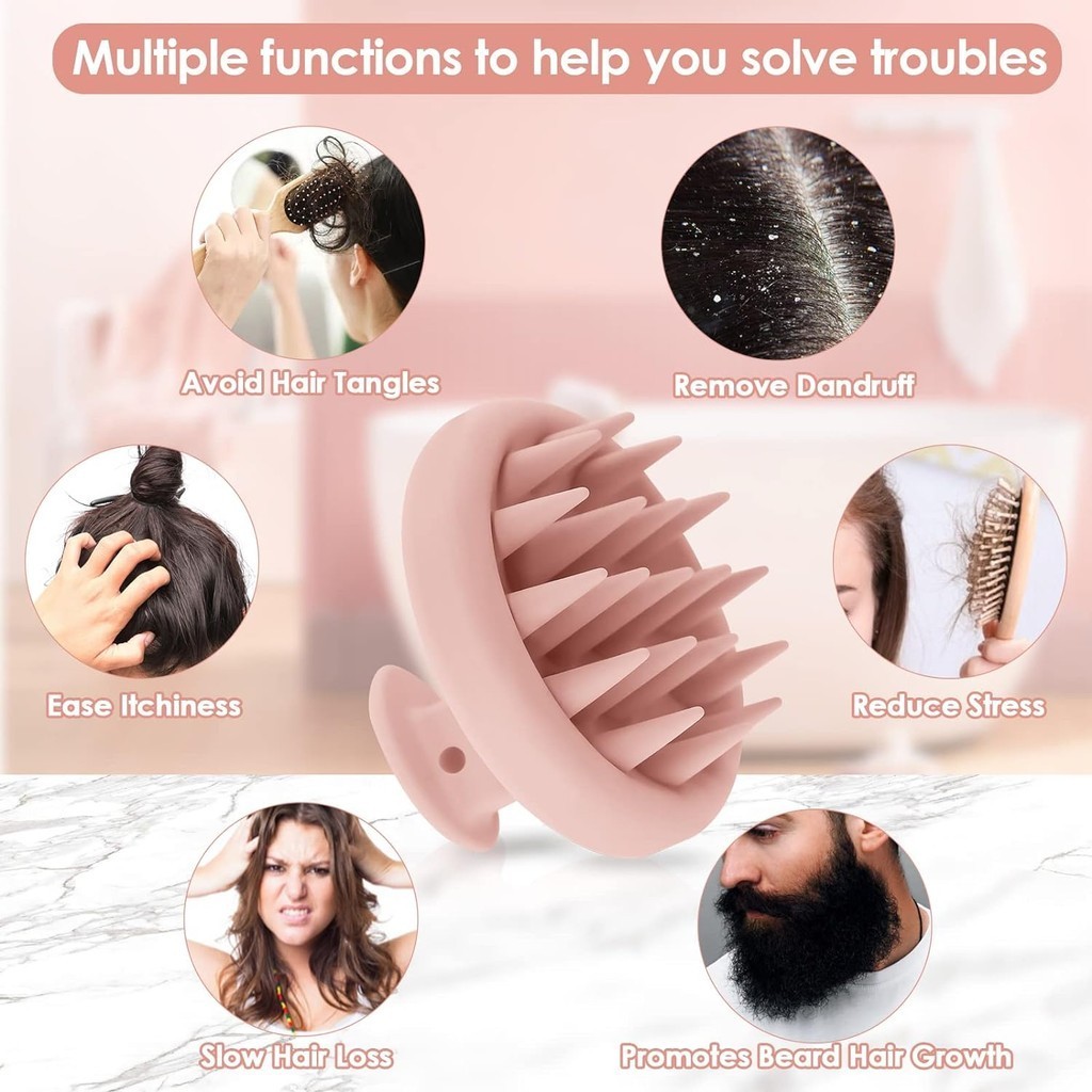 Mềm Silicone Tóc Da Đầu Máy Mát Xa Phục Hồi Tóc Da Đầu Chà Massage Dầu Gội Bàn Chải Lược Mục Tiêu Gàu Ngứa Da Đầu Khô