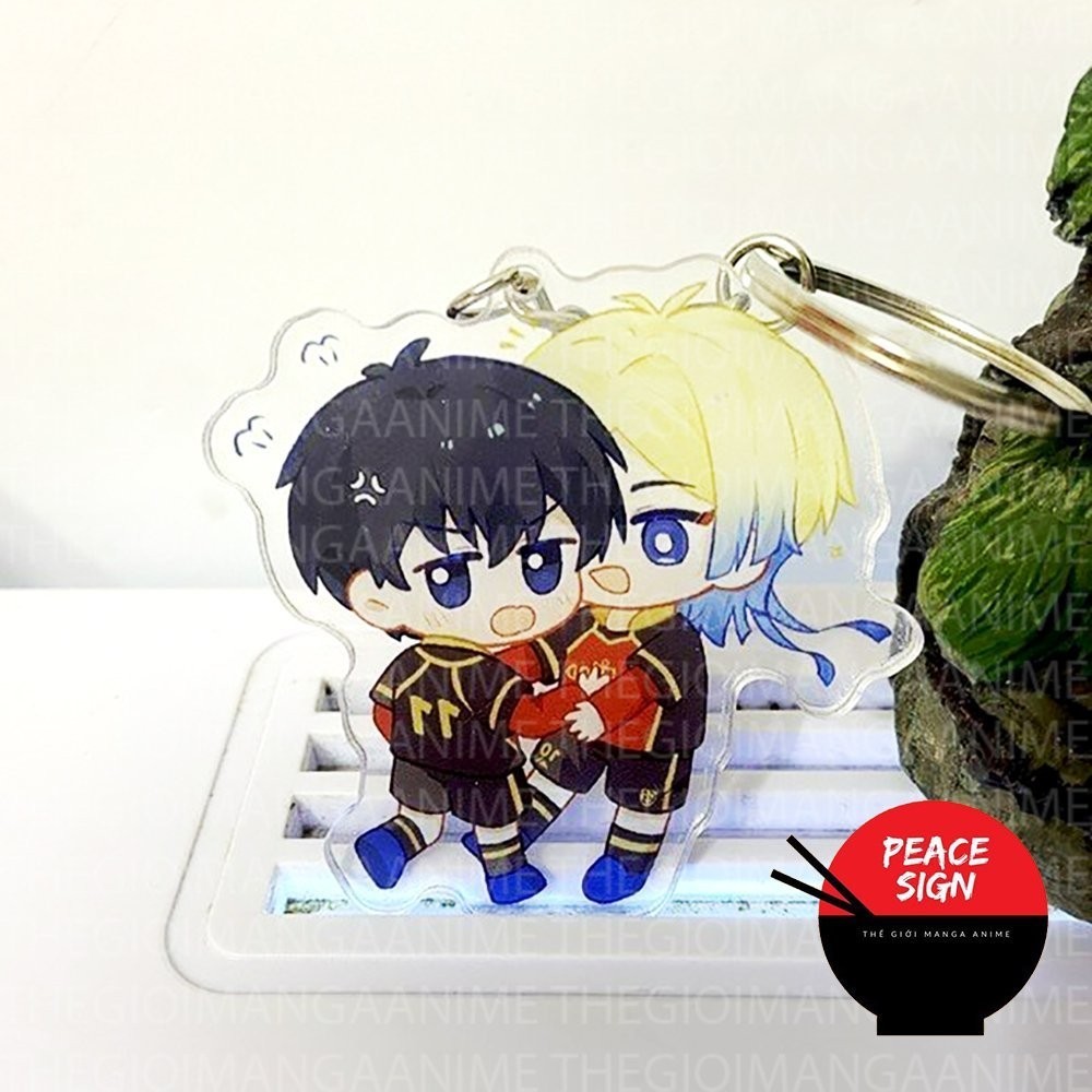Móc khóa BLUE LOCK COUPLE ISAGI Yoichi KAISER Michael quà tặng in hình anime chibi Mica trong acrylic