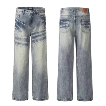 Quần jean ống rộng nam unisex quần jean ống suông anime quần jean xanh street style quần jean baggy nam