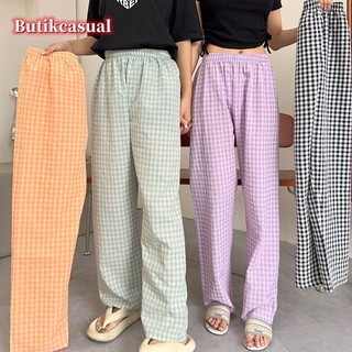 Nữ Checker Quần Dài Mùa Hè Mới Ôm Thể Thao Cao Cấp Ôm Chân Rộng Rời Đồ Ngủ Thường Ngày