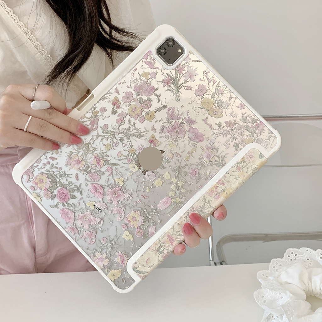 Vỏ gấp ba lần cho IPad Mini6 Mini7 5 6 7 8 9 10th 11th a16 Air Air2 Air3 Air4 Air5 Air6 10.9 "Pro10.5 Pro11 Pro12,9 2018 Air Pro 11 13 2024 Vỏ da họa tiết hoa hồng
