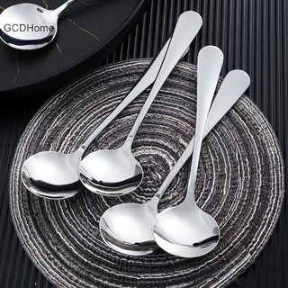 Gcdhome Thìa Cà Phê Thép Không Gỉ Tròn Tay Cầm Dài Kem Khuấy Mảnh Món Tráng Miệng Mật Ong Trộn Thìa Nhà Bếp Bộ Đồ Ăn Trang Trí HOT