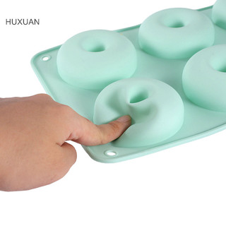 Huxuan 1 6 Bánh Donut Bánh Khuôn Silicon DIY Nhà Bếp Nướng Khuôn Khay Nướng Bánh Donut Làm Kẹo Khuôn Trang Trí Bánh Phụ Kiện RFT
