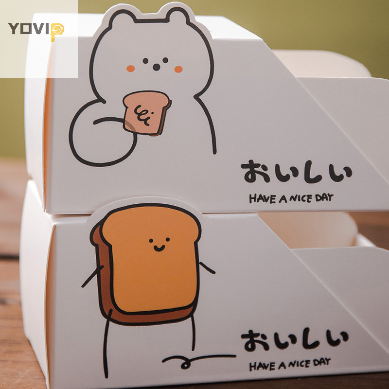 Yovip 10 Chiếc Hoạt Hình Gói Thực Phẩm Hộp Giấy Bánh Mì Nướng Sandwich Burger Bữa Sáng Takeaway Bento Dùng Một Lần Hộp Đóng Gói Nhà Hàng VN