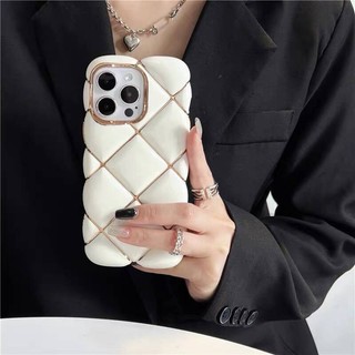 Ốp Điện Thoại Kẻ Sọc 3D Mạ Điện Sang Trọng Vàng Trắng Cho iPhone 17Promax 15Promax 12 13 14 16 Pro Max Silicon Mềm Chống Sốc Điện Thoại Di Động Nữ