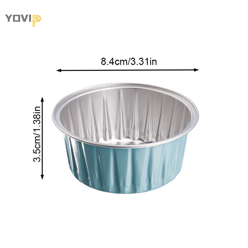 Yovip 10 Cái Có Thể Tái Sử Dụng Tròn Nhôm Lá Thiếc Cốc Bánh Pudding Khuôn Chiên Không Khí Hộp Thiếc Khay Nướng Bánh Nhỏ Dụng Cụ Làm Bánh Ngọt VN