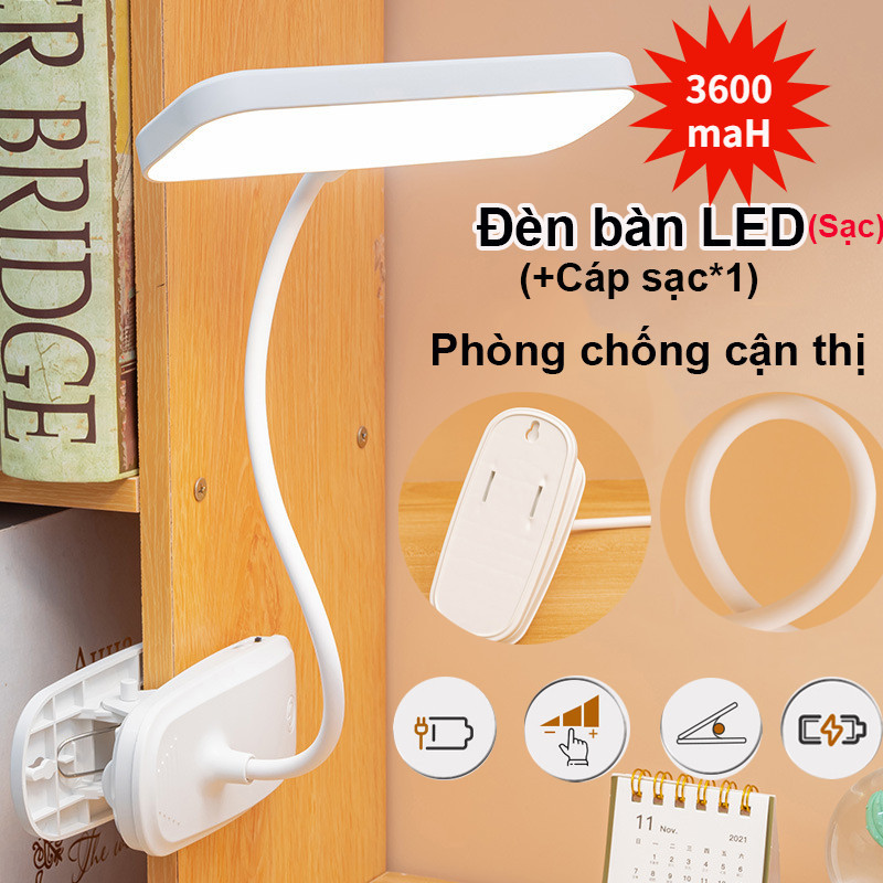 Đèn Học LED  Để Bàn Sạc，Đèn đầu giường đọc sách trong ký túc xá sinh viên，Bảo vệ thị lực của trẻ