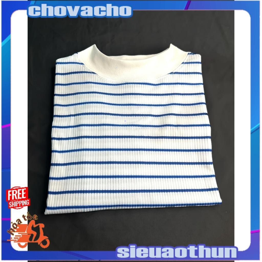 Áo thun Stee Cổ ôm Sọc ngang B&W CVC - Giá sỉ Unisex