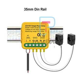 Tuya WiFi Smart Home Energy Monitor 2.4GHZ Đồng hồ đo năng lượng thông minh Màn hình tiêu thụ một pha 80A Dòng điện năng lượng mặt trời Kẹp biến áp Giám sát tiêu thụ điện
