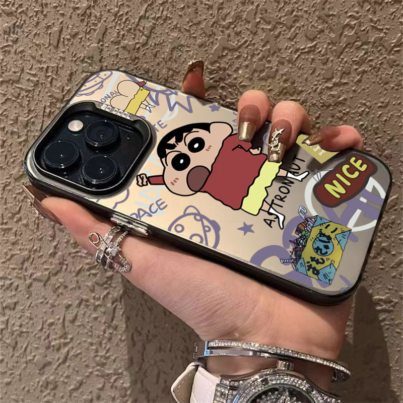 Ốp Lưng Cho iPhone 16 11 12 13 14 15 Pro Max 16e XR X XS Max 7 8 Plus SE2020 2022 Phim Hoạt Hình Dễ Thương Crayon Xiaoxin IMD Luxury Matte Bìa Cứng