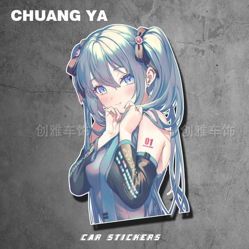 Douyin Cả Hai Mặt Dán Khối Hai Chiều Cơ Thể Trầy Xước Xe Người Ảnh Hưởng Anime Hatsune Miku Đau Xe Dán