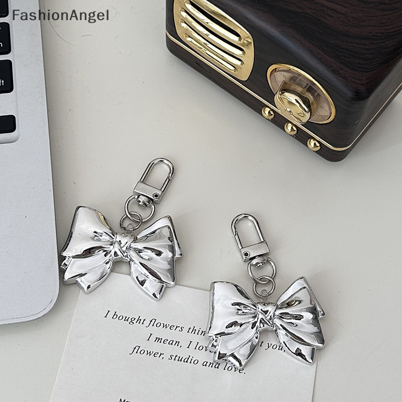 Fashionangel Y2K Nơ Móc Khóa Vintage Kim Loại Nơ Móc Khóa Thời Trang Xe Túi Xách Trang Trí Mặt Dây Chuyền Phụ Kiện TH