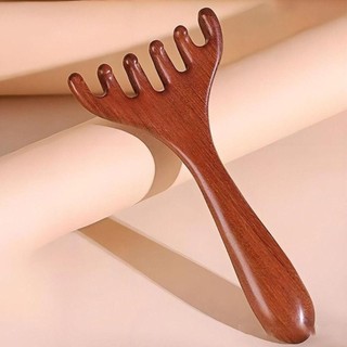 Lược tay cầm dài LUMELAMP, Lược Massage kinh tuyến đầu cầm tay sáu móng, Dụng cụ cào lưng răng rộng chống tĩnh điện để thúc đẩy lưu thông máu