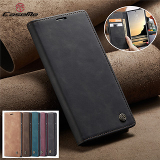 Ốp Lưng Kinh Doanh Cho Samsung Galaxy S25 s24 Ultra S23 S22 S21 Ultra Plus S20 FE s24 + CaseMe Màu Đen Lật Đứng Ví Da Bao Da