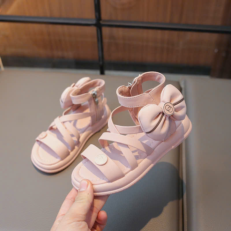 Dép quai hậu cho bé gái sandal chiến binh cho bé có khóa kéo dây cá tính da PU êm chân đế chống trượt mẫu mới 5235