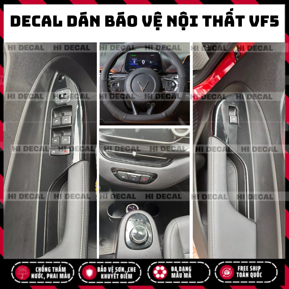 Vinfast VF5 Tem dán nội thất VF5 bảo vệ xe, Decal dán xe trang trí xe bền màu, chống nước