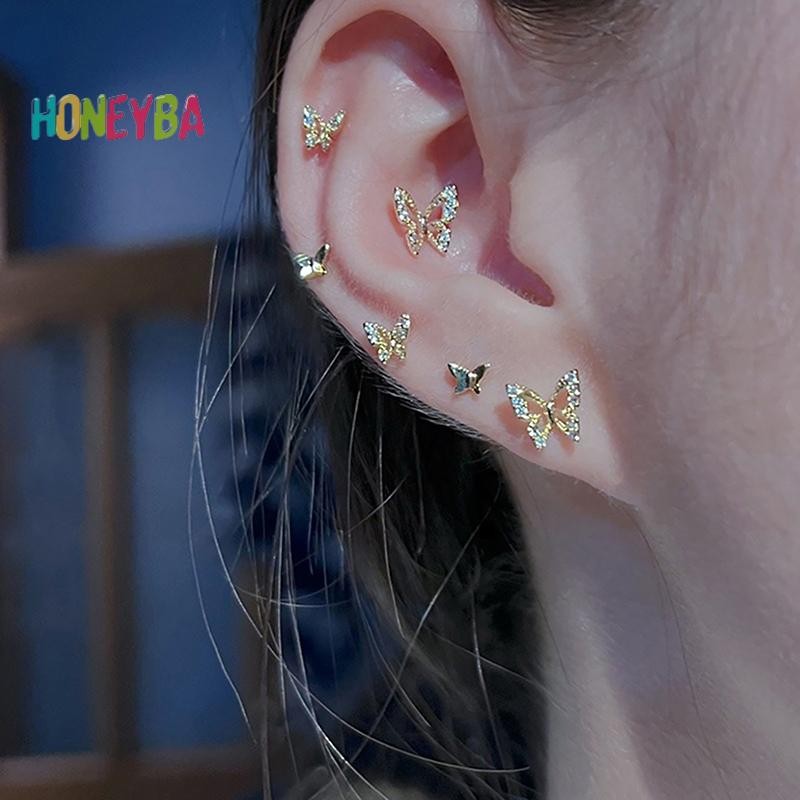 < Honeyba > 6 Cái / bộ Bộ Bông Tai Pha Lê Đơn Giản Dành Cho Nữ Bông Tai Zircon Tiệc Cưới Đính Hôn Phụ Kiện Trang Sức