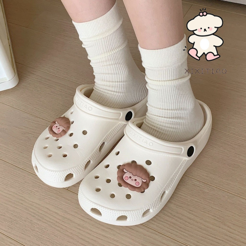 Xixitiao Dép Đế Mềm Thoải Mái Mặc Ngoài Hoạt Hình Cừu Nhỏ Dễ Thương Mùa Hè Nữ