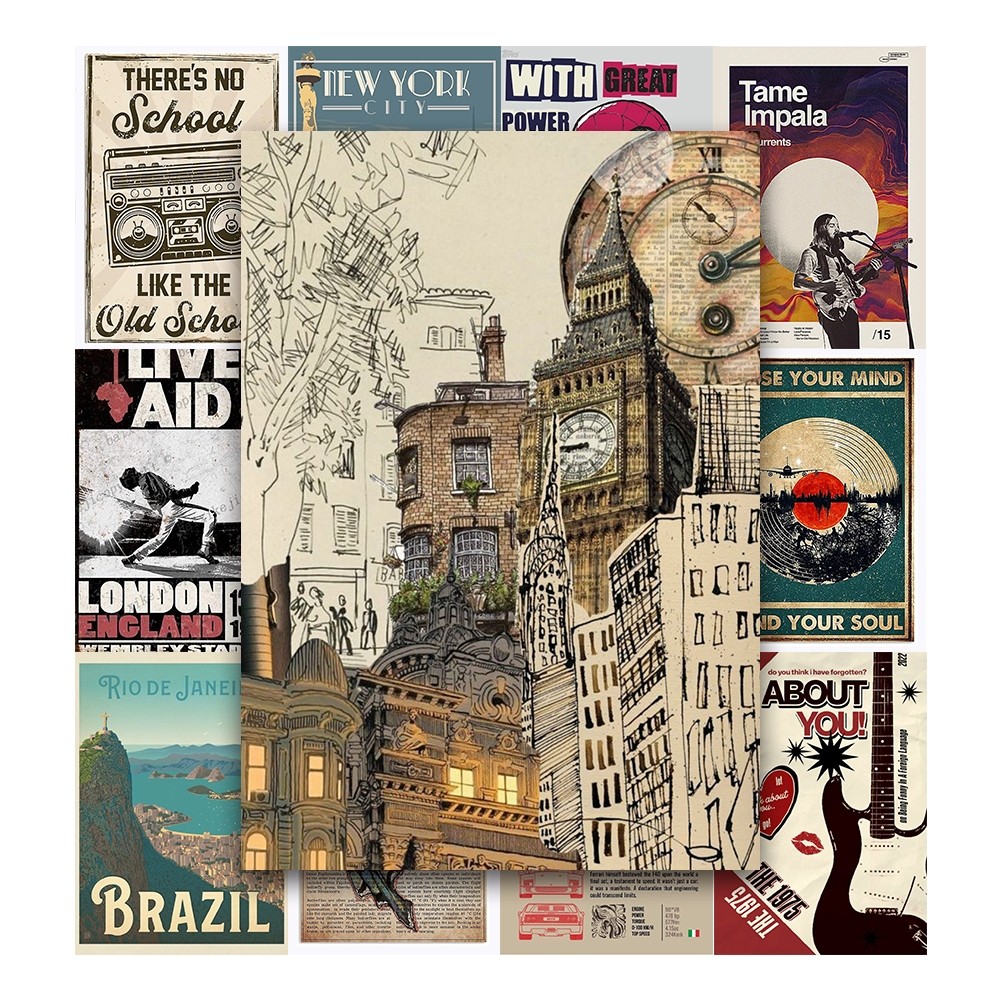 [DECAL] A4 In Màu - Set 50 Tờ Poster Giấy Dán Tường - POSTER RETRO VINTAGE - Decor Trang Trí Nhà | MS: 111585