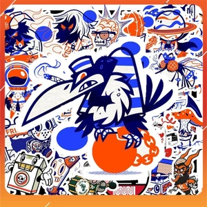 Hộp 40 Sticker Hình GRAFITI MÀU XANH CAM ĐỘC ĐÁO – Decal Trang Trí Xe - Điện Thoại - Laptop - Nón Bảo Hiểm NSX Gì Cũng