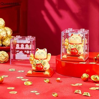 Queenten May Mắn Chạy Bằng Năng Lượng Mặt Trời vẫy Tay Beckoning Xoay Nút Cho Gia Đình Để Bàn Đồ Trang Trí Mang Lại May Mắn Giàu Có Trang Trí Xe Đồ Trang Trí QT