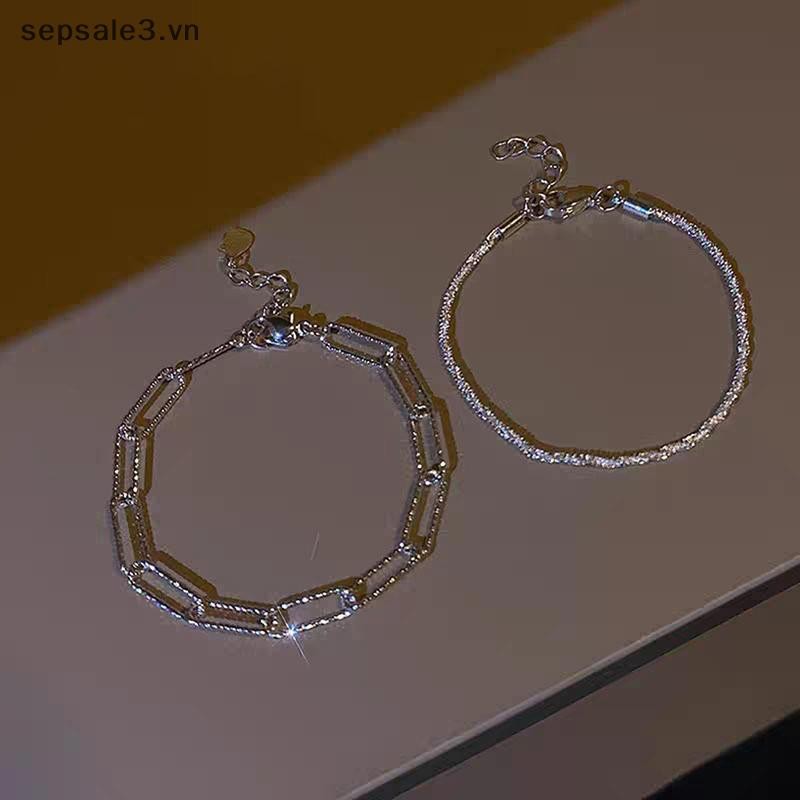# Sepsale # 1 / 2 CÁI Vòng tay lấp lánh màu bạc thời trang mới Tinh tế Đơn giản dành cho nữ Vòng tay có thể điều chỉnh Vòng tay Phụ kiện trang sức thời trang tinh tế.