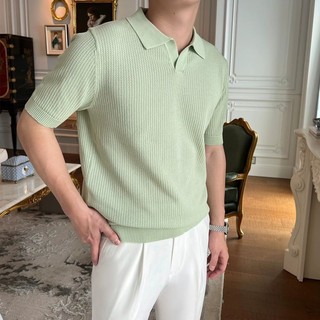 Áo sơ mi Polo ngắn tay DICHUANGZHE Slim Fit dành cho nam - Màu trơn, sành điệu & mặc thường ngày