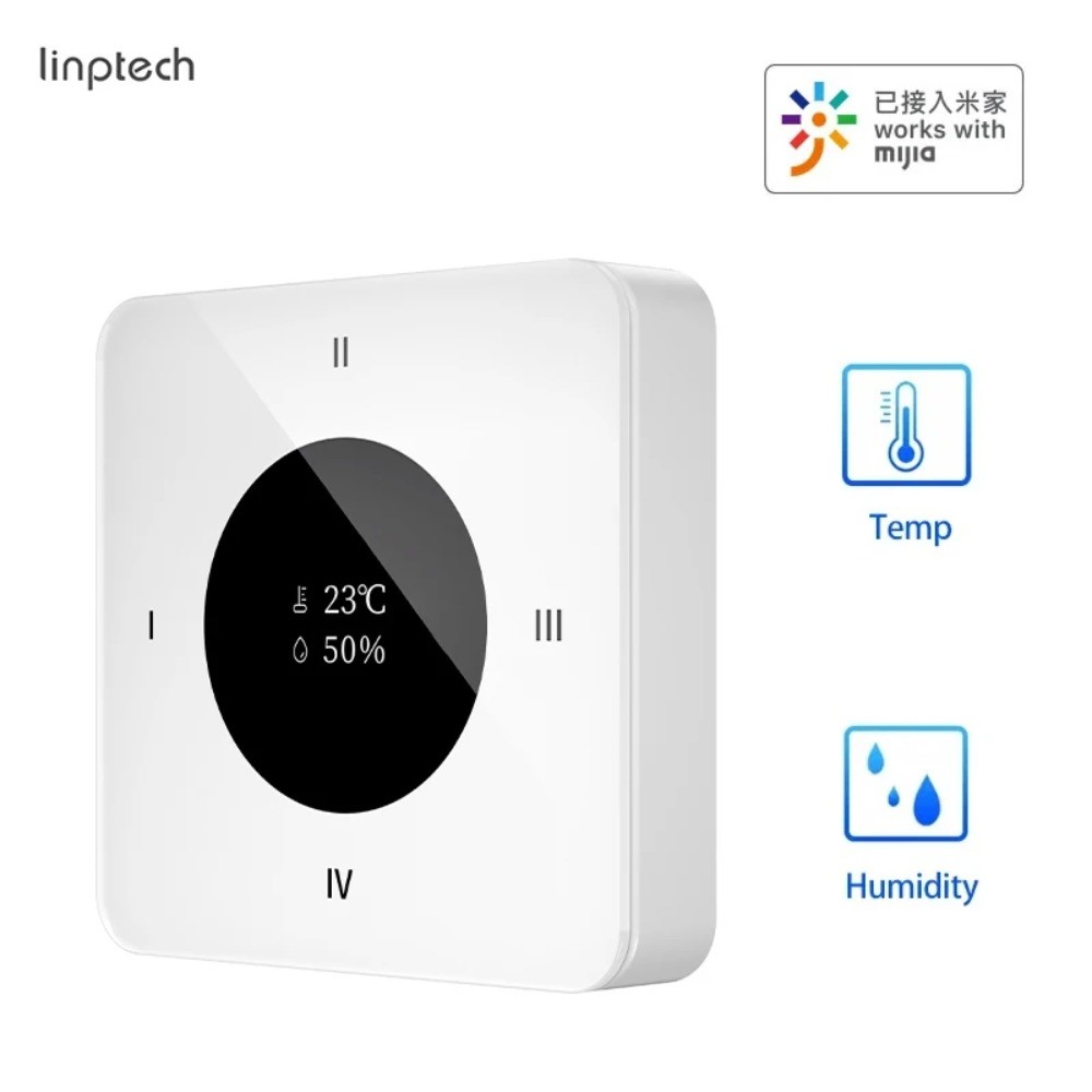 Linptech Công tắc thông minh KS1 Pro màn hình kính, cảm biến độ ẩm nhiệt độ, liên kết Mijia APP