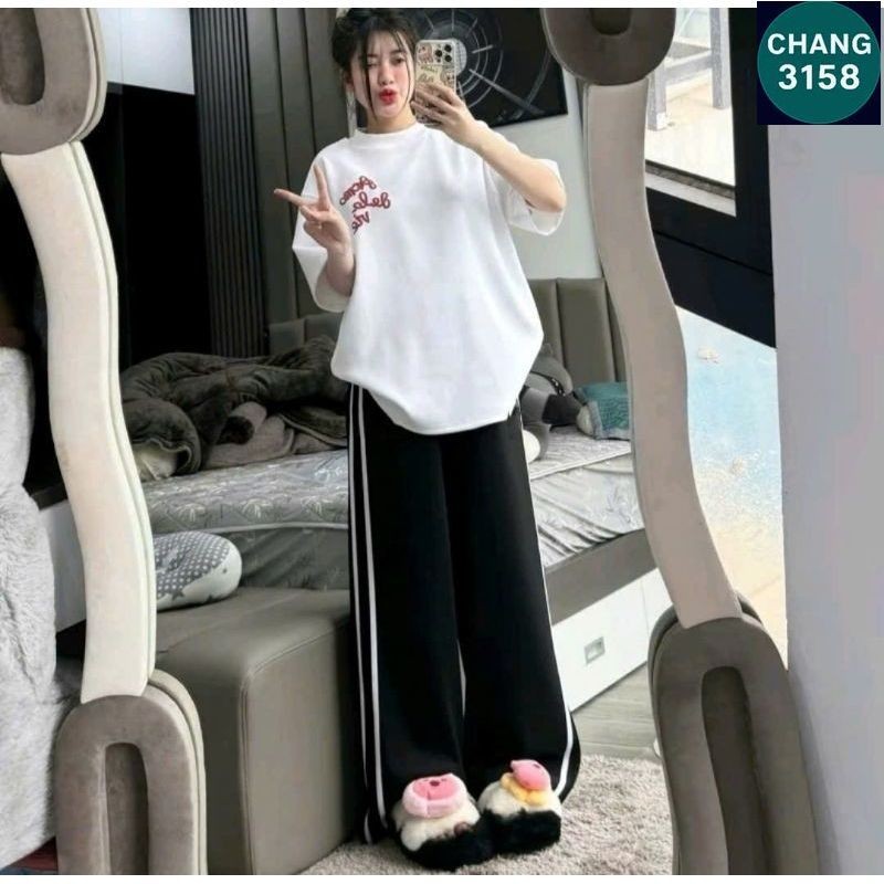 Tổng Hợp Sét Bộ Quần Áo DELA Unisex Form Rộng Gồm  Quần Ống Suông + Mix Áo Phông Dela cotton-CHANG 3158