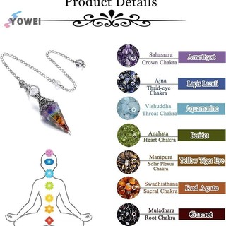 Yowei Tự Nhiên 7 Luân Xa Chữa Bệnh Pha Lê Con lắc Cho Dowsing Bói Toán Đá Thạch Anh Con lắc Cổ Reiki Mặt Dây Chuyền Trang Sức VN