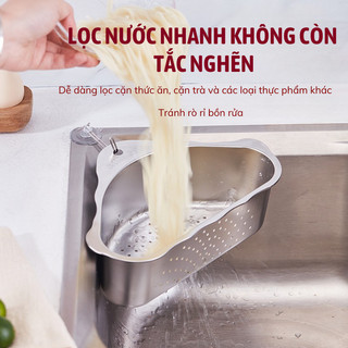 Khay Lọc Rác Bồn Rửa Chén Bunnies House INOX 304, Rổ Đa Năng Ngăn Tắc Chống Gỉ Sét
