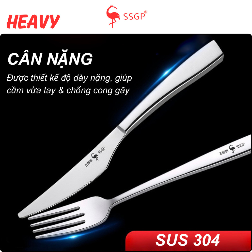 Bộ dao muỗng nĩa beefsteak SSGP, thìa ăn, muỗng ăn, bộ muỗng, bộ dụng cụ ăn cao cấp