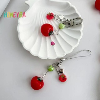 < Honeyba > Mô Phỏng Ngôi Sao Cà Chua Dây Xích Điện Thoại Di Động Ngọt Ngào Tươi Móc Khóa Dành Cho Nữ Túi Máy Ảnh Mặt Dây Chuyền Chống Mất Quà Tặng Sinh Nhật