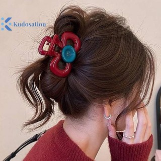 Kudosation Nút Đỏ Lấy Kẹp Nữ 2024 Mặt Sau Mũ Đội Đầu Kẹp Tóc Phụ Kiện Tóc