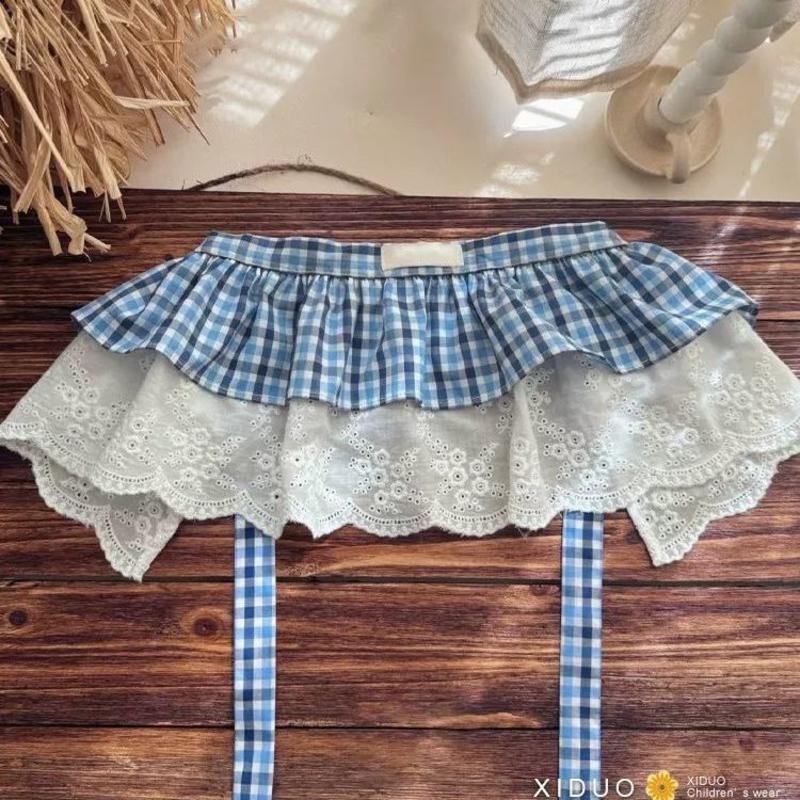 Bé Gái Ngọt Ngào Ren Lớp Rèm Đánh Hơi Mùa Hè Màu Xanh Khâu Xếp Ly Váy Bánh