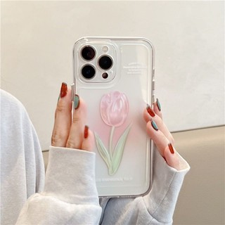 Hoa Đẹp Hoa Tulip Sang Trọng Hợp Thời Trang Vỏ Điện Thoại Di Động Cho IPhone15 14 13 12 Mini 11 Pro Xs Max X XR 7 6s Plus Vỏ Bảo Vệ Máy Ảnh TPU Chống Sốc