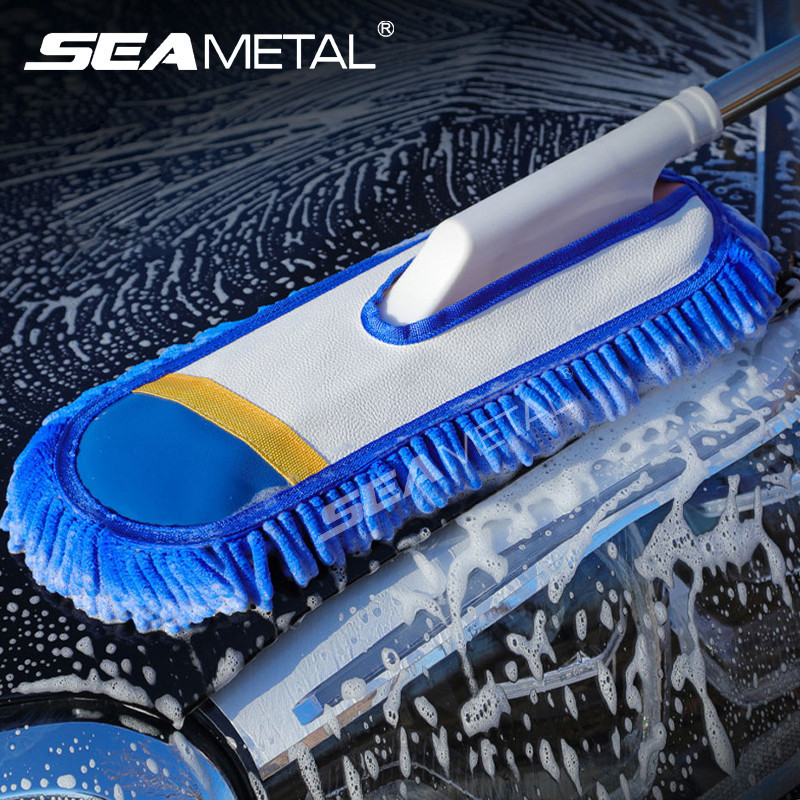 cây lau xe ô tô SEAMETAL Kính Thiên Văn Chenille Xe Sáp Chà Cây Lau Đa Năng Loại Bỏ Bụi Xe Rửa Tay Bộ Dụng Cụ Vệ Sinh Xe Hơi