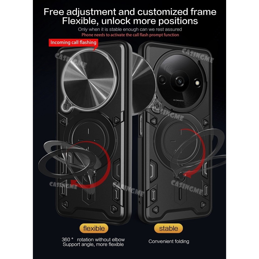 Redmi A3 2024 Giáp Chống Sốc Đẩy Kéo Camera Bảo Vệ Dành Cho Redmi A3 A2 A1 RedmiA3 A 1 2 3 + Plus 4G 5G 2024 Ốp Lưng Xe Ô Tô Vỏ Vòng Từ Tính Ốp Lưng Vỏ Điện Thoại