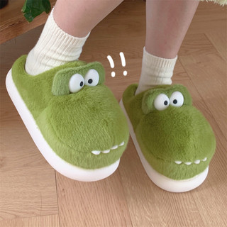 Xixitiao Cotton Dép Thời Trang Phong Cách Mới Ngộ nghĩnh Cá Sấu Sang Trọng Ấm Áp Thu Đông Trong Nhà Nhà