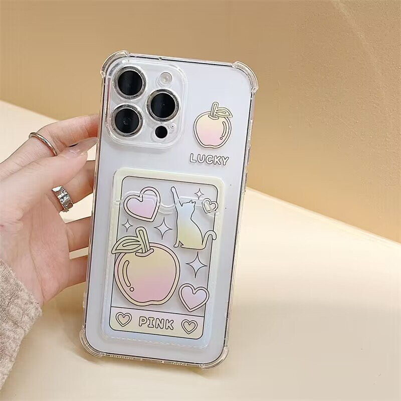 Ví Đựng Thẻ Khe Cắm Túi Điện Thoại Mềm Cho Samsung Galaxy S24 S23 S22 S21 Ultra Plus FE A54 A55 A35 A52 A52S A53 Vỏ Hoa Trong Suốt Dễ Thương Trái Tim Tình Yêu TPU Vỏ Silicon Mềm
