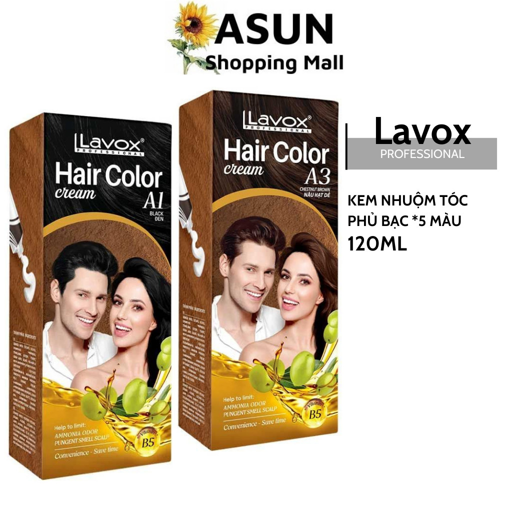 Kem Nhuộm Tóc Phủ Bạc Lavox Hair Color Cream 5 Màu Thời Thượng, Tự