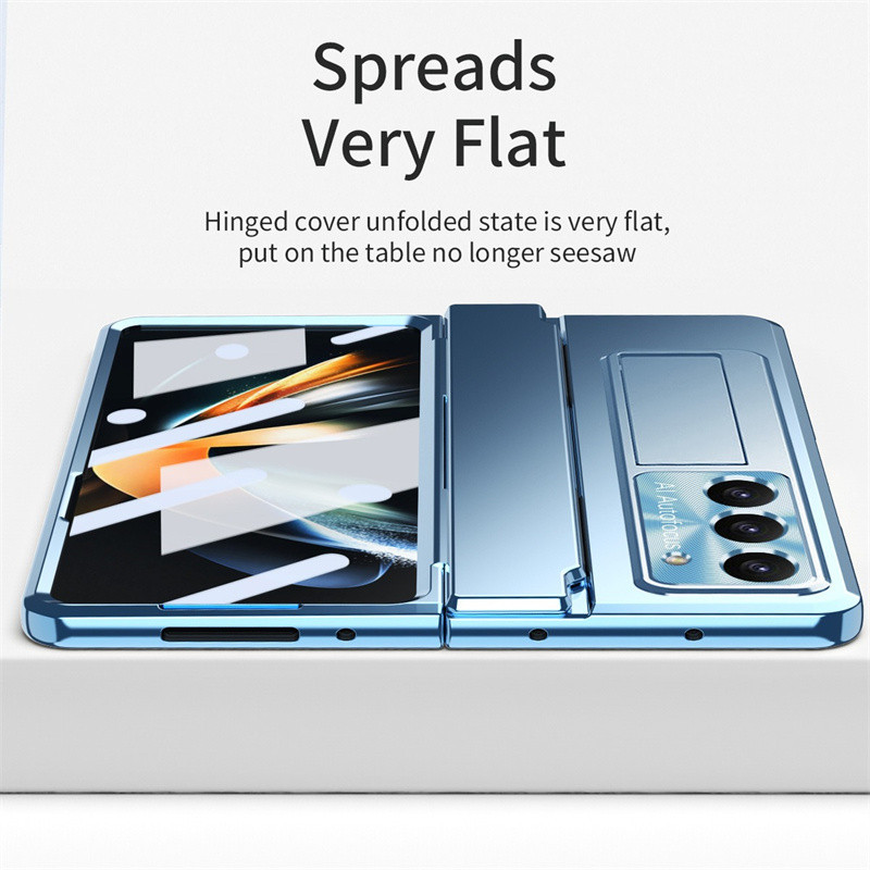 Dành Cho Samsung Lxury Leveling Bản Lề Vỏ Bảo Vệ Cho Samsung Galaxy Z Fold 5 Gấp 4 Gấp 3 5G Vỏ Điện Thoại Có Bảo Vệ Màn Hình Phía Trước Cho Galaxy Fold 5 4 3
