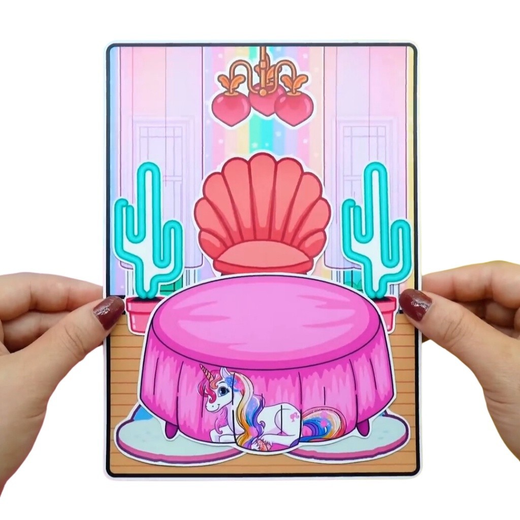 Đồ chơi giấy ngồi nhà búp bê, đồ chơi giấy tocaboca, Công Chúa Unicos, ngôi nhà kuromi sweetie H24N