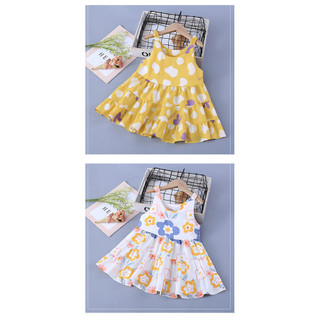(6m-15Y) Váy không tay cho bé gái Váy hoa dây đeo vai bằng vải Cotton