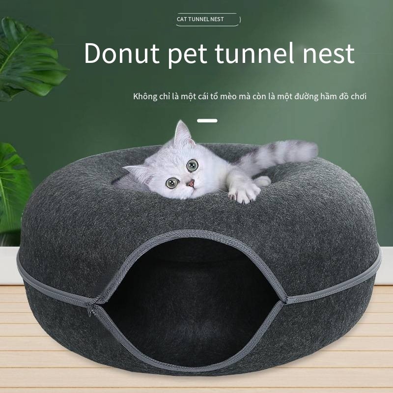 MASTI bánh rán nỉ mèo tổ nửa kín pet tổ khoan lỗ mèo đường hầm đồ chơi ...