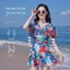 Áo tắm nữ in hình lá phong đi biển Bộ đồ Bikini che xác thịt và giảm béo Bộ đồ bơi eo cao