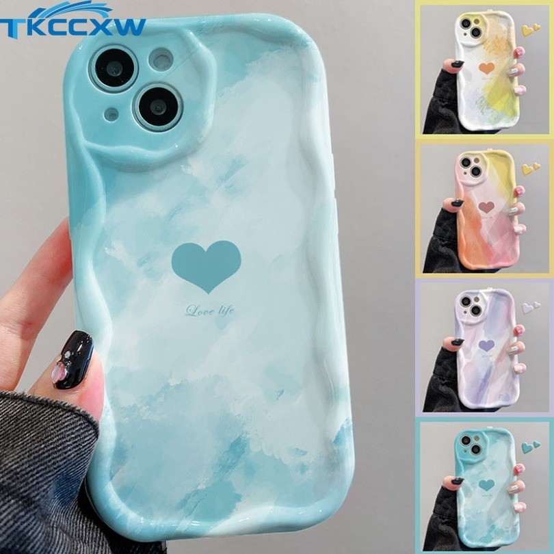 Dành Cho Samsung Galaxy S24 S23 S22 Ultra S24 Plus S23 S21 S20 FE J7 Prime M34 M13 M32 M12 F12 F04 Màu Nước Gradient Đơn Giản Trái Tim Tình Yêu Ốp điện thoại Mềm