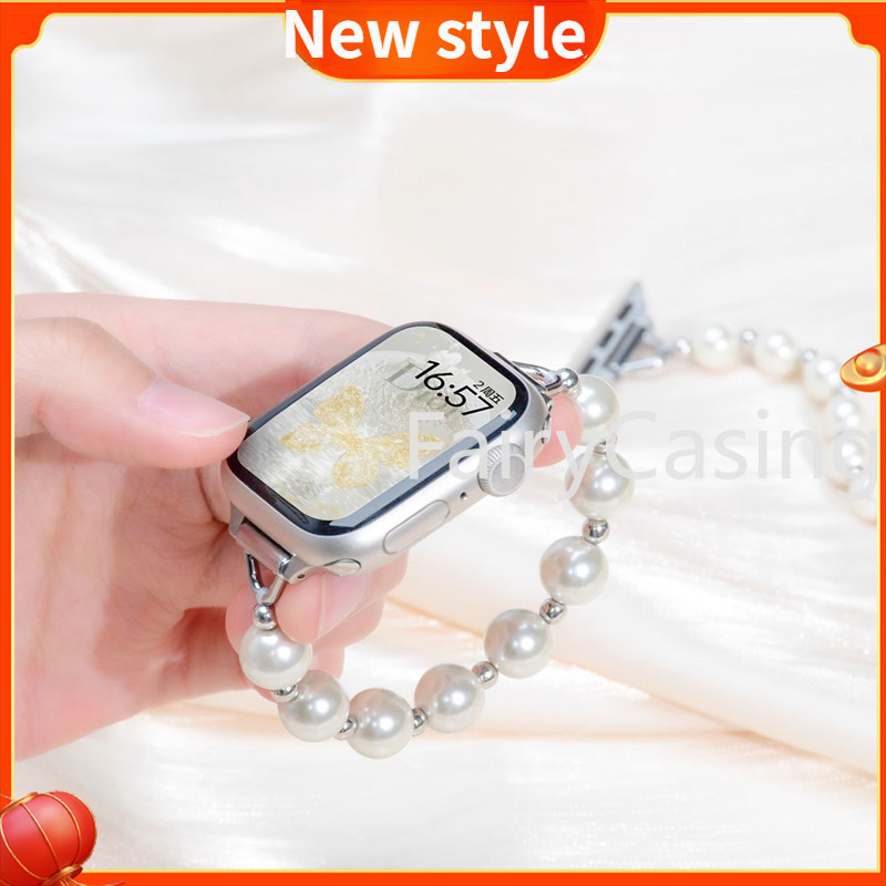 Dây đeo ngọc trai S11 Dây đeo kim cương pha lê cho Apple Ultra 2 49mm Series 9 41mm 42mm 44mm 45mm 38mm 40mm cho iwatch SE New SE 8 7 6 5 4 3 2 1 ban nhạc