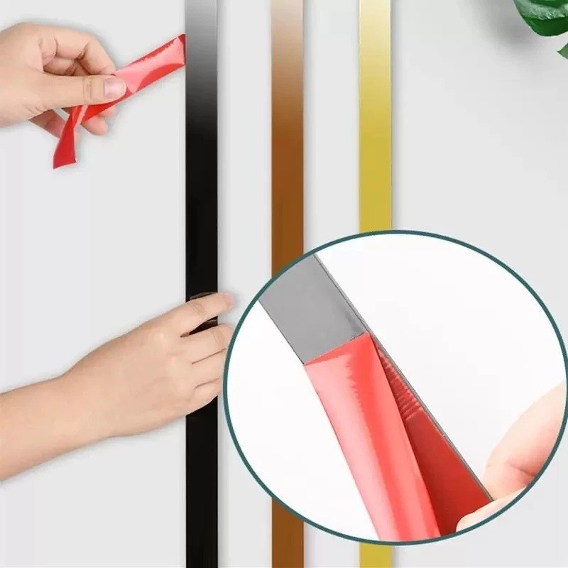 3M Thép Không Gỉ Tự Dính Dải Trang Trí Nền,Nền tường trần tường vải viền kim loại dải hợp kim titan tự dính
