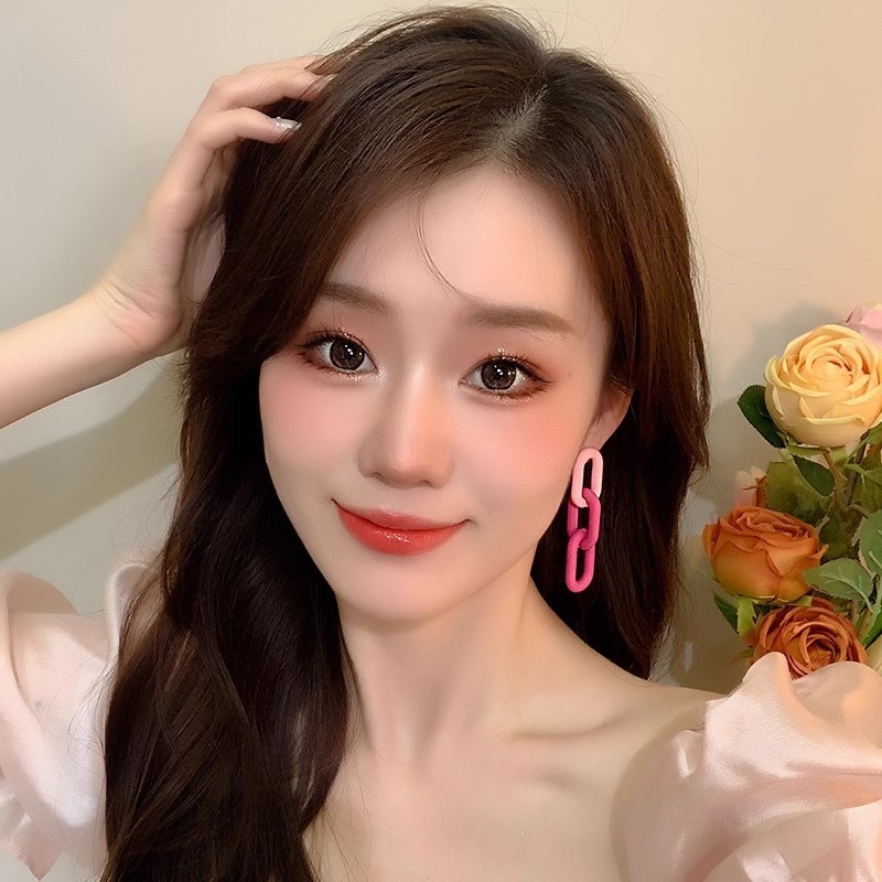 Bông tai hoa hồng sang trọng nhẹ nhàng Phong cách mới Người ảnh hưởng cao cấp Mùa hè Bông tai nữ độc đáo Bông tai